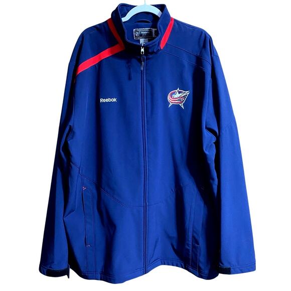 Reebok Columbus Blue Jackets Men's Zip Up Jacket 2XL Blue Red NHL Apparel Team - Picture 1 of 9